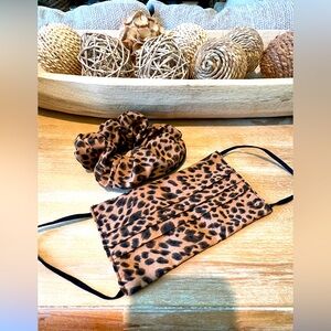 Leopard Print Face Mask and Scrunchie Set